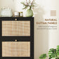 HOMCOM Rattan Shoe Storage Cabinet with 3 Flip Drawers and Adjustable Shelves, Entryway Shoe Cabinet for 18 Pairs, Black
