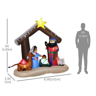 HOMCOM 6ft Christmas Inflatable Decoration with Bible Arch of Jesus' Birth Easy Set-Up Blow UP Decoration for Holiday Yard