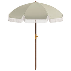 Outsunny 6.2' Beach Umbrella for Travel, Vent, Ruffles, Carry Bag, Portable Outdoor Umbrella for Garden, Light Green