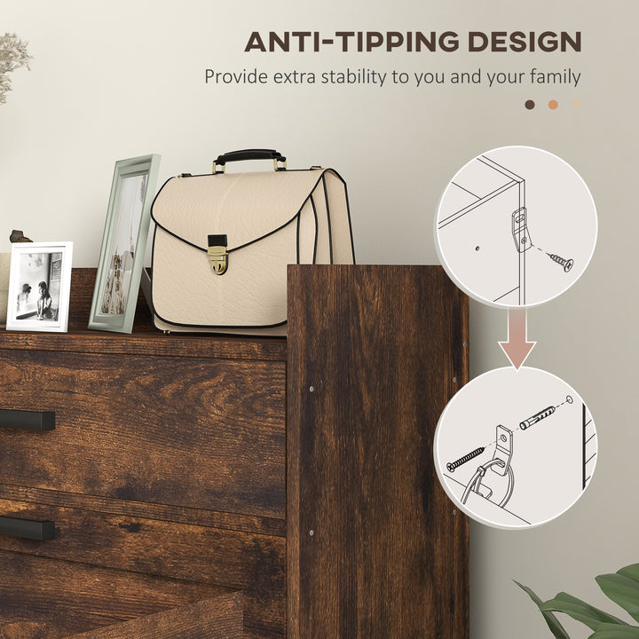 HOMCOM Slim Shoe Storage with 2 Flip Drawers and Adjustable Shelves Shoe Cabinet Organizer for 12 Pair, Rustic Brown