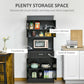 HOMCOM 72" Kitchen Pantry Cabinet, Freestanding Buffet with Hutch, Cupboard with Adjustable Shelf, Utility Drawer, 2 Door Cabinets and Countertop, Black Wood Grain