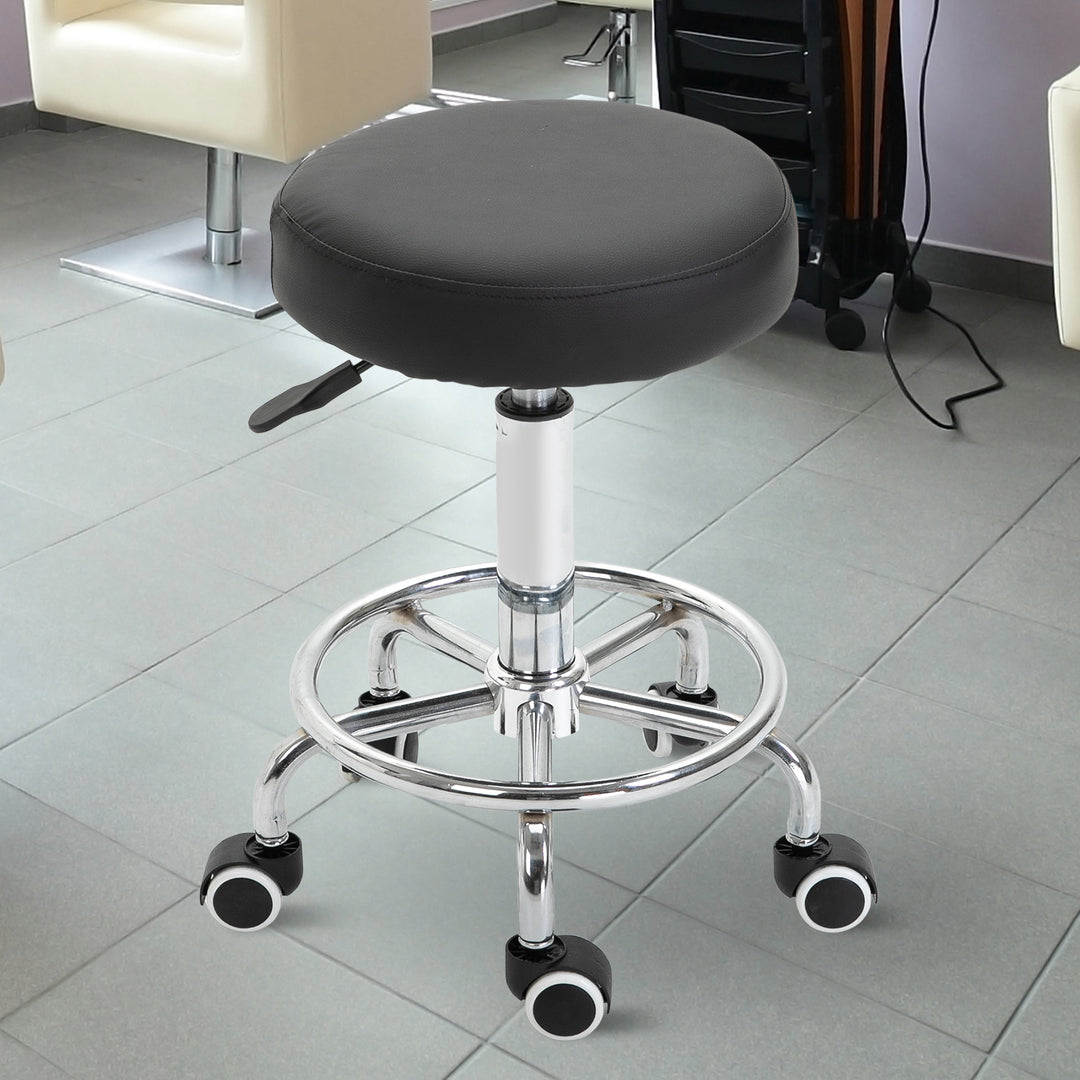 Vinsetto Adjustable Swivel Salon Stool Hydraulic PU Barber Rolling Massage Tattoo Chair Bar Beauty SPA Seat Black