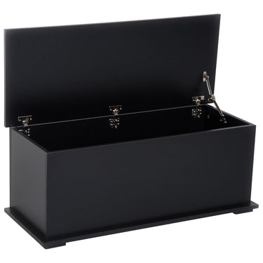 HOMCOM 39.5" Storage Chest with 2 Safety Hinges, Storage Box Organizer with Flip-Top Lid, Entryway Storage Bench, Black
