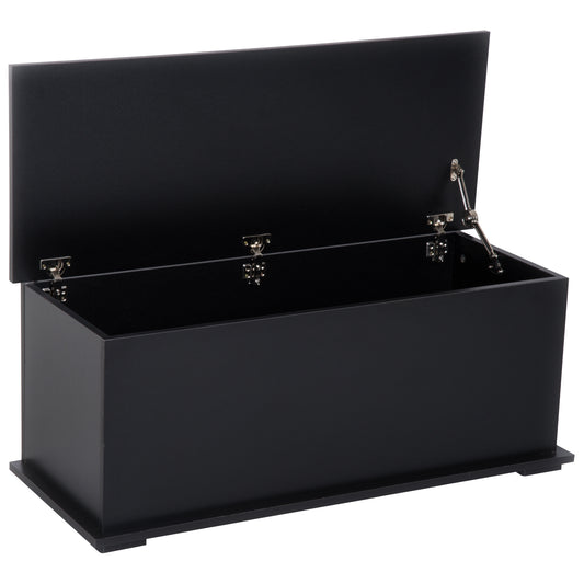 HOMCOM 39.5" Storage Chest with 2 Safety Hinges, Storage Box Organizer with Flip-Top Lid, Entryway Storage Bench, Black