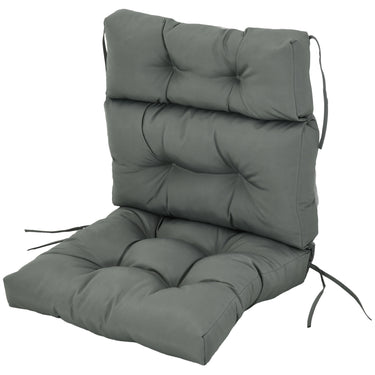 Outsunny Outdoor Patio Chair Seat/Back Chair Cushion Replacement, Tufted Pillow with Thick Filling and String Ties, Dark Grey
