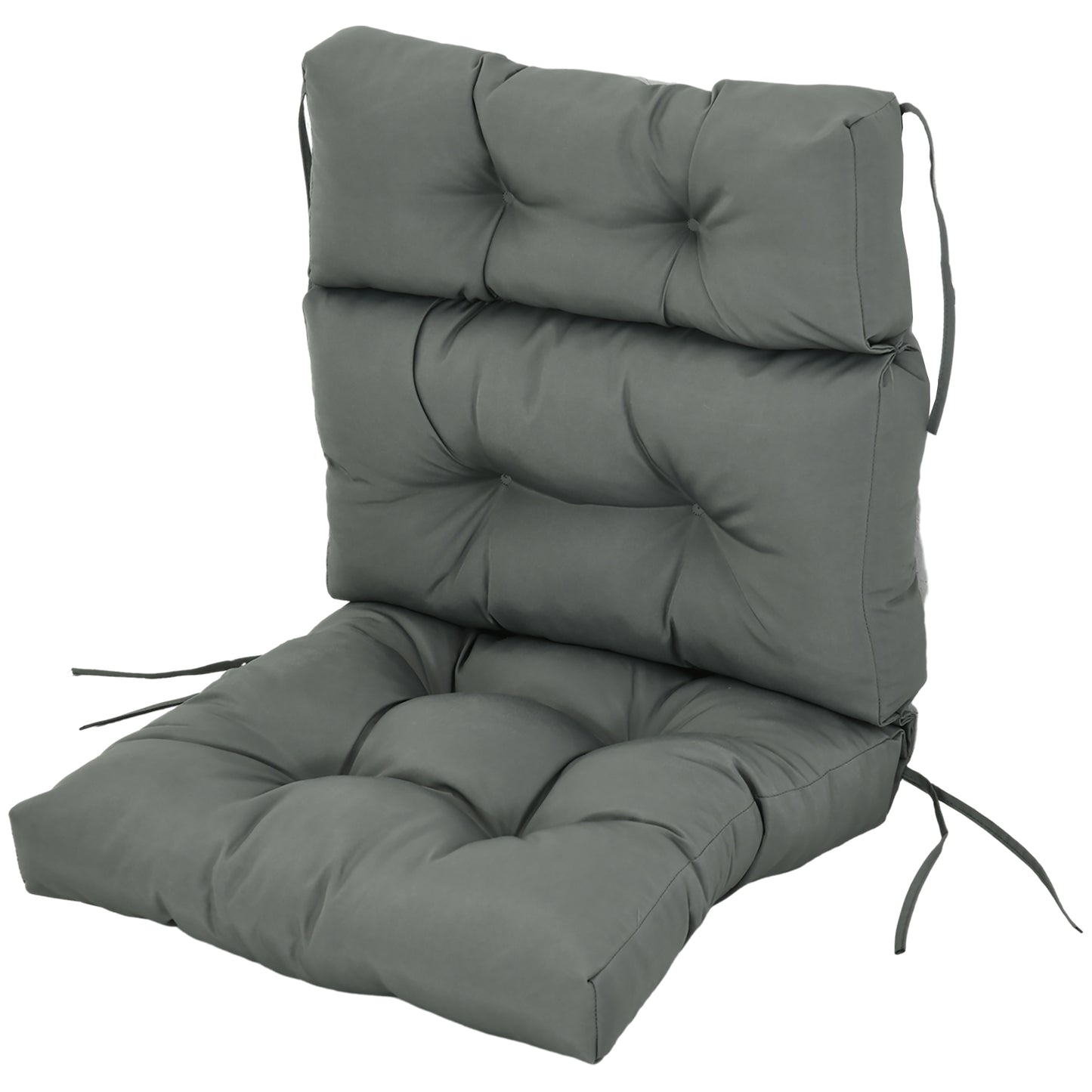 Outsunny Outdoor Patio Chair Seat/Back Chair Cushion Replacement, Tufted Pillow with Thick Filling and String Ties, Light Green