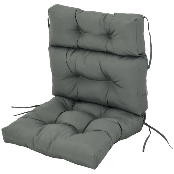Outsunny Outdoor Patio Chair Seat/Back Chair Cushion Replacement, Tufted Pillow with Thick Filling and String Ties, Dark Grey