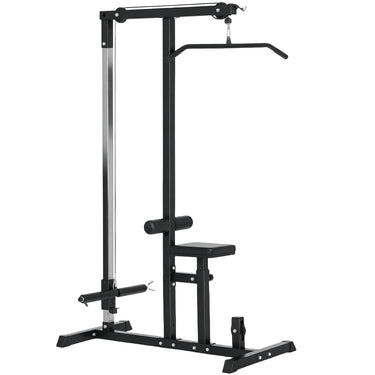 Soozier LAT Pull Down Machine Cable Machine, High and Low Pulley Station with Adjustable Seat, for Home Gym
