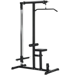 Soozier LAT Pull Down Machine Cable Machine, High and Low Pulley Station with Adjustable Seat, for Home Gym