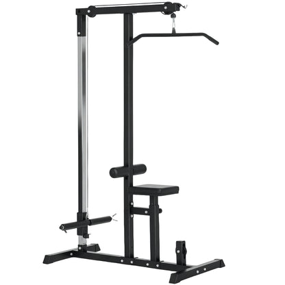 Soozier LAT Pull Down Machine Cable Machine, High and Low Pulley Station with Adjustable Seat, for Home Gym