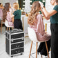 HOMCOM Rolling Makeup Train Case, Large Storage Cosmetic Trolley, Lockable Traveling Cart Trunk with Folding Trays, Swivel Wheels
