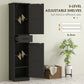 HOMCOM 67" Tall Bathroom Cabinet, Narrow Bathroom Storage Cabinet with Drawer, Barn Doors and Adjustable Shelves, White