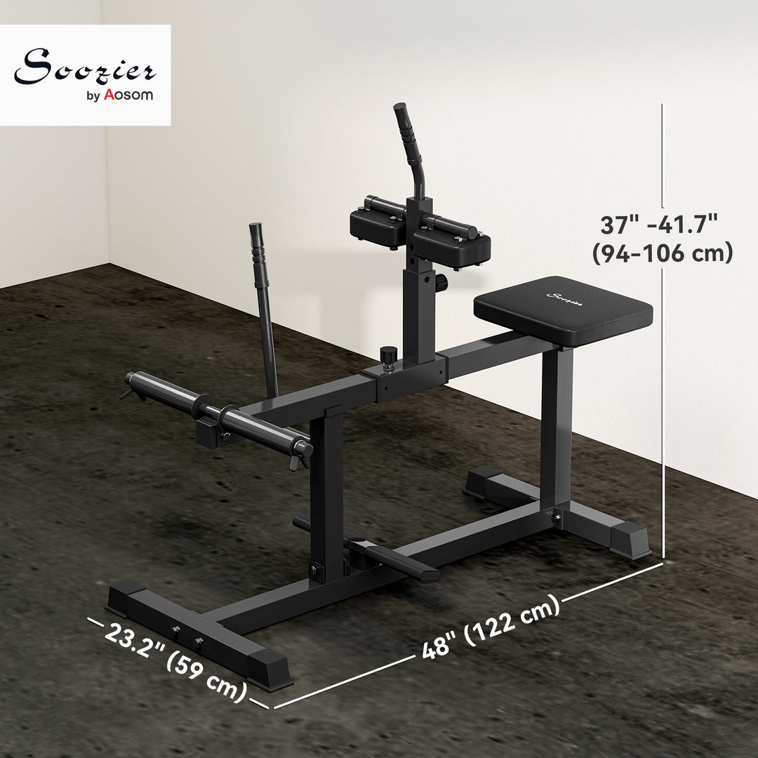 Soozier Adjustable Seated Calf Raise Machine, Steel Leg Press Machine, Strength Training Gym Equipment for Legs, Waist And Arms, Black