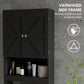 HOMCOM Over The Toilet Cabinet, Modern Bathroom Above Toilet Storage with Barn Doors and Open Shelf, Black