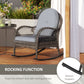 Outsunny 2 Pieces Wicker Rocking Patio Chairs, Indoor Outdoor Rocking Chair Set with Cushions and Armrests for Porch, Grey