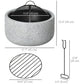 Outsunny 18" Round Outdoor Fire Pit Firepit Fireplace Wood-burning with Spark Screen Poker for Backyard Camping Bonfire, Grey