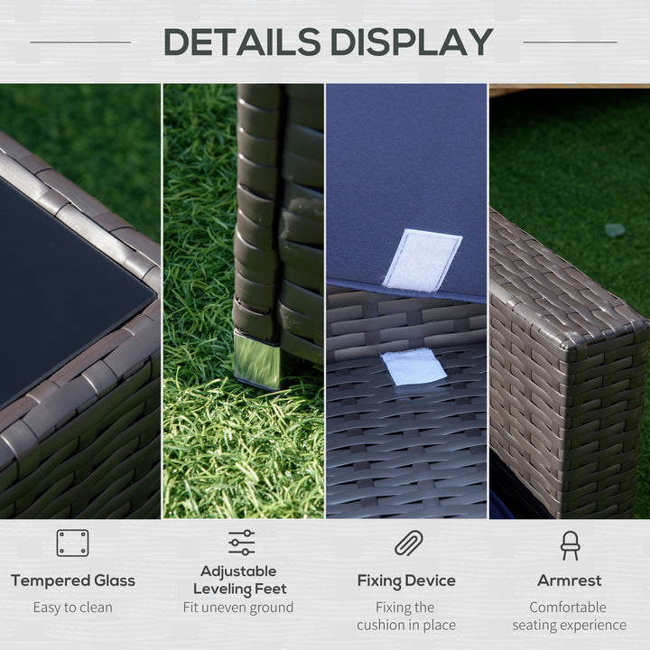 Outsunny 7 Pieces Outdoor Rattan Furniture Set, Patio Wicker Sectional Conversation Sofa Set w/ Cushions & Coffee Table