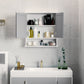 kleankin Medicine Cabinet, Wall-Mounted Bathroom Mirror Cabinet with Double Doors, Open Shelf, and Adjustable Shelf, Modern Bathroom Wall Cabinet, White and Grey