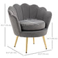 HOMCOM Modern Accent Chair, Velvet-Touch Fabric Leisure Club Chair with Gold Metal Legs for Bedroom, Blue