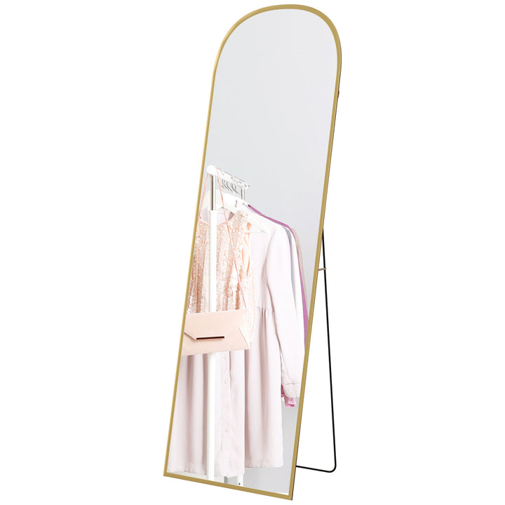 HOMCOM Arched Standing Mirror, 64" x 20" Full Length Mirror, Free Standing or Wall Mounted for Living Room, Bedroom, Black