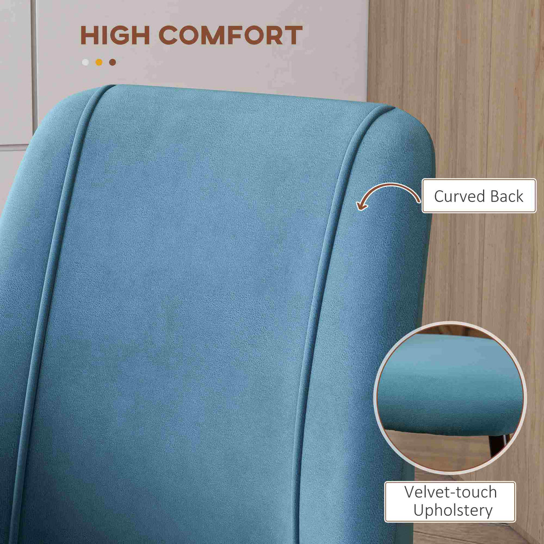 HOMCOM Upholstered Dining Chairs Set of 4, Velvet Accent Chair with Back and Wood-grain Steel Leg for Kitchen, Grey