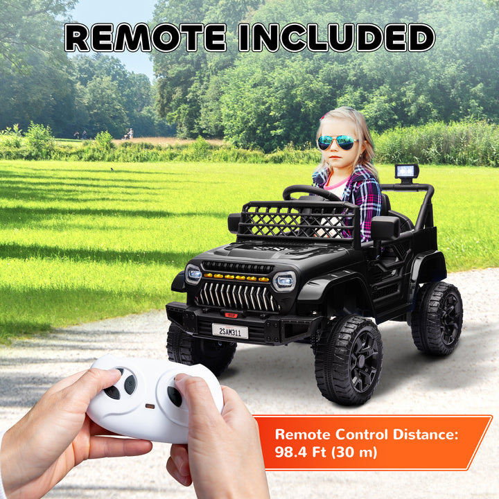 Qaba 12V Ride on Truck, Electric Car for Kids with Remote Control, Suspension, 3 Speeds, USB Music Headlights, Dark Blue