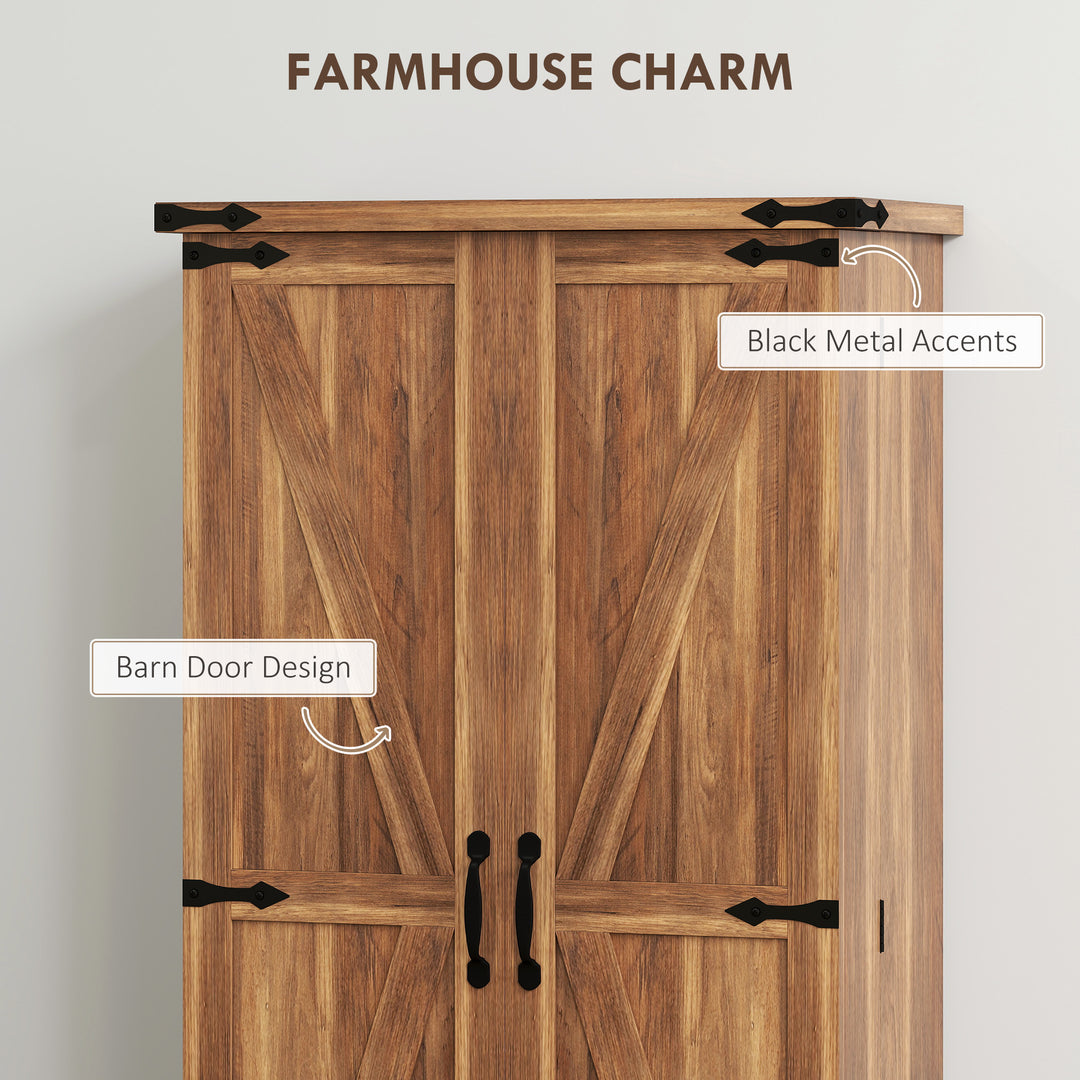 HOMCOM 47" Kitchen Pantry Storage Cabinet, Farmhouse Kitchen Pantry Cabinet with Adjustable Shelves and Door Shelves, Black