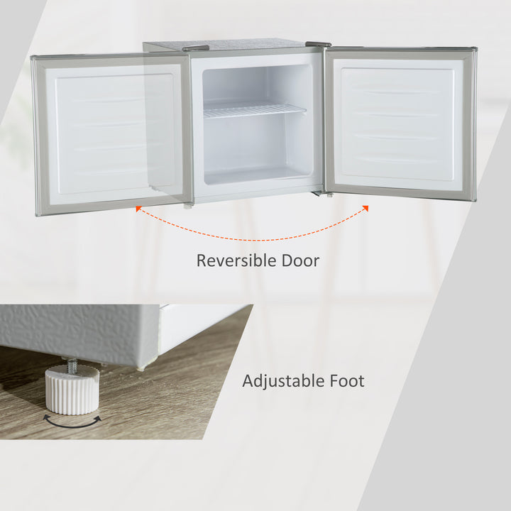 HOMCOM 1.1 Cu. Ft. Mini Freezer, Compact Upright Freezer with Reversible Door, Removable Shelf, Adjustable Temperature, White