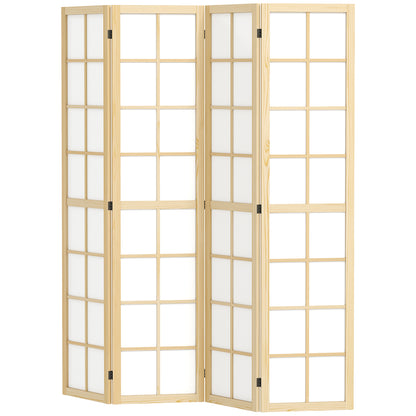 HOMCOM 4 Panel Room Divider, 5.6 ft Folding Wall Divider Room Partition for Home Office, Bedroom, Living Room