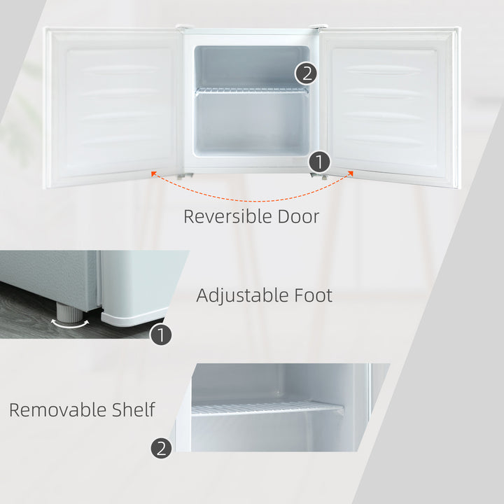 HOMCOM 1.1 Cu. Ft. Mini Freezer, Compact Upright Freezer with Reversible Door, Removable Shelf, Adjustable Temperature, White