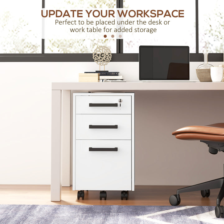 HOMCOM Lockable Vertical File Cabinet with Lock, 3 Drawer Filing Cabinet with Hanging Bars for Letter and A4 Size, Black