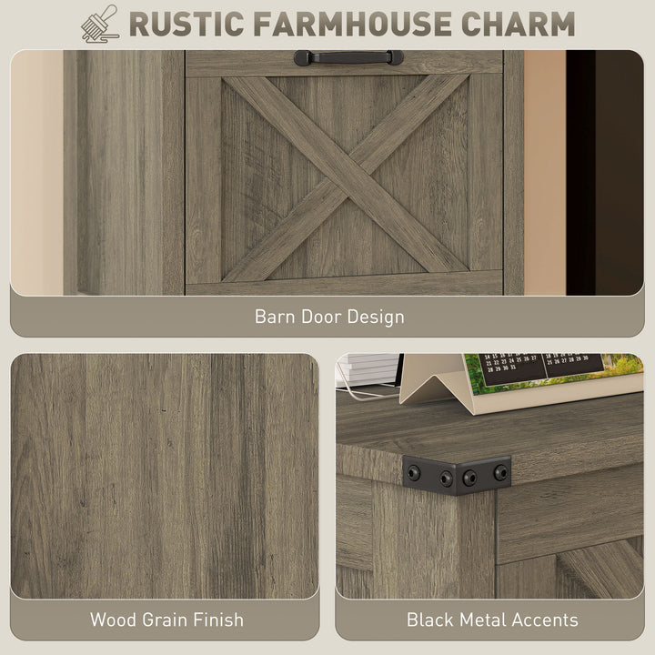 HOMCOM Vertical Filing Cabinet with 3 Drawers, Rustic Farmhouse Office Storage Cabinet for A4, Letter Size, Stone Grey