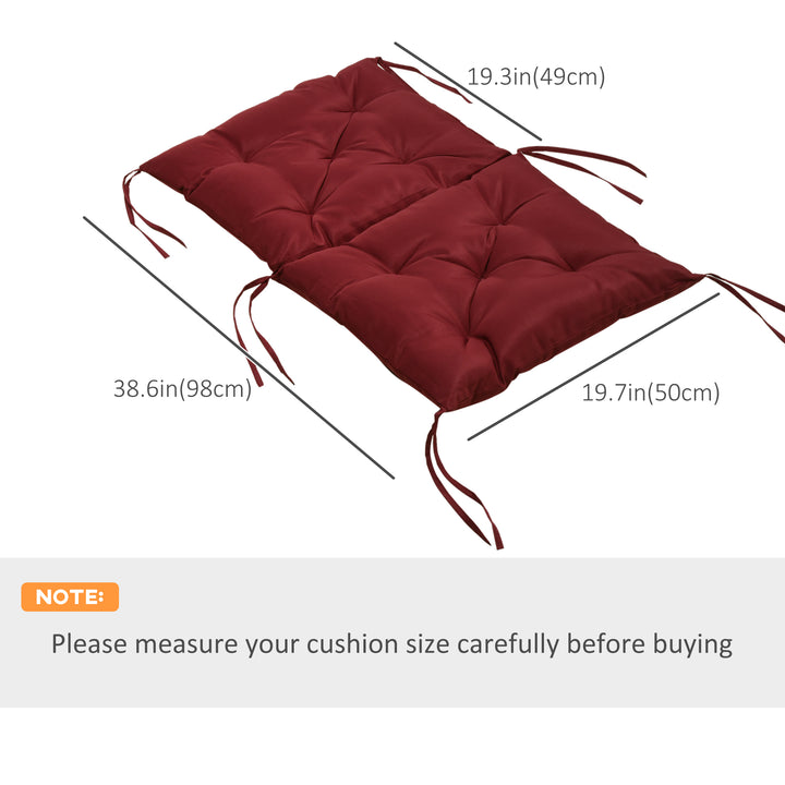 Outsunny Patio Chair Cushions Set of 2, 39" x 20" x 3" Outdoor Tufted Cushion Set with Ties for Indoor Outdoor Garden Furniture, Dark Grey