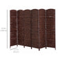 HOMCOM 6ft Folding Room Divider, 6 Panel Wall Partition with Wooden Frame for Bedroom, Home Office, Natural