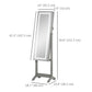 HOMCOM Lockable Jewelry Armoire with LED Light, Standing Mirror with Storage for Bedroom Dressing Room, Grey