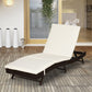 Outsunny Wicker Patio Lounger, Outdoor S Shape Recliners Lounge Chair w/ 5-Level Adjustable Backrest, Soft Padded Cushion for Outdoor Use, Cream White