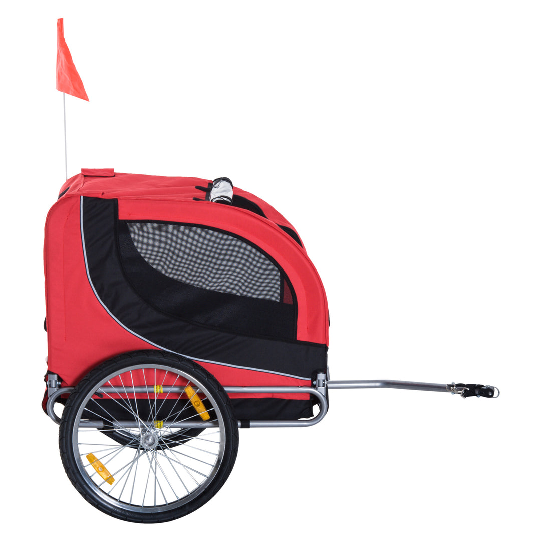 PawHut Pet Bike Trailer Bike Cart Bicycle Dog Cat Travel Carrier Foldable Red