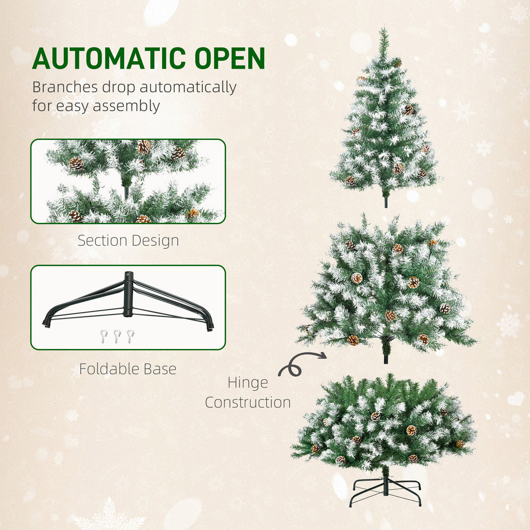 HOMCOM 6FT Prelit Artificial Christmas Tree Warm White LED Light Holiday Home Xmas Decoration with Automatic Open, White