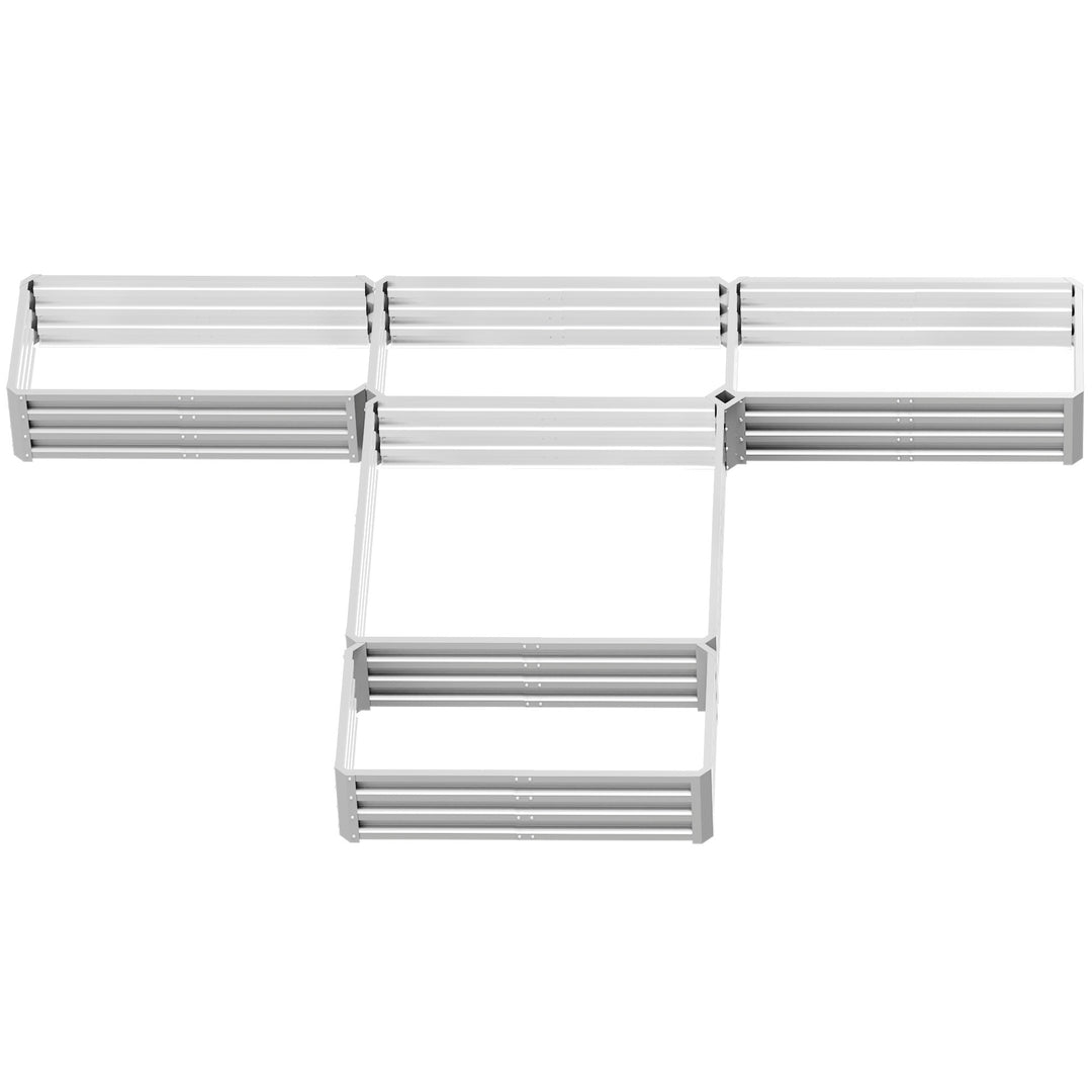 Outsunny Steel Raised Garden Bed, Set of 5 Large Box Planters for Outdoor Plants Vegetables Flowers Herbs, 8x8x1ft, Grey