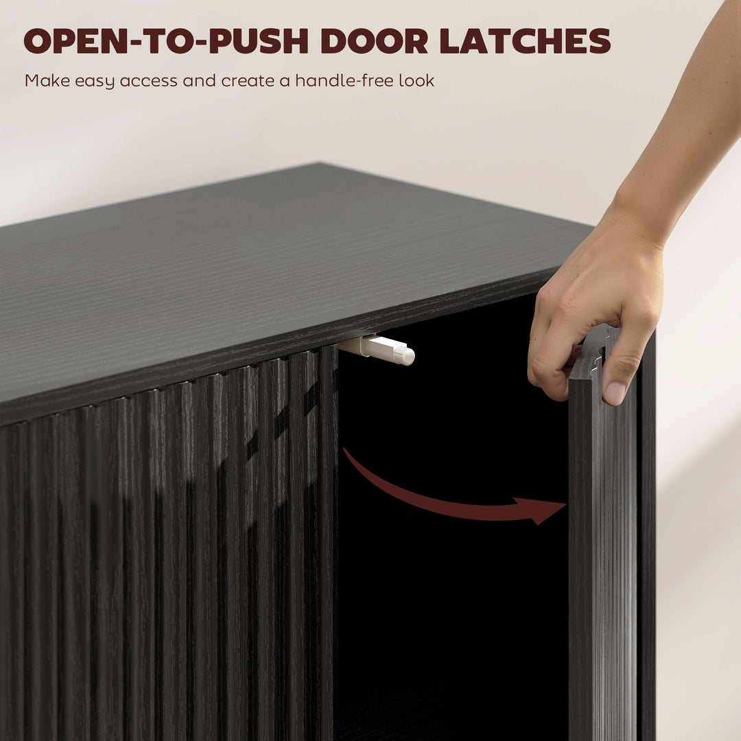 HOMCOM Buffet Cabinet with Storage, Modern Fluted Sideboard with Adjustable Shelves for Dining Room Living Room, Dark Brown