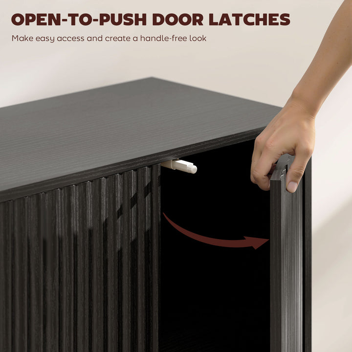 HOMCOM Buffet Cabinet with Storage, Modern Fluted Sideboard with Adjustable Shelves for Dining Room Living Room, Dark Brown