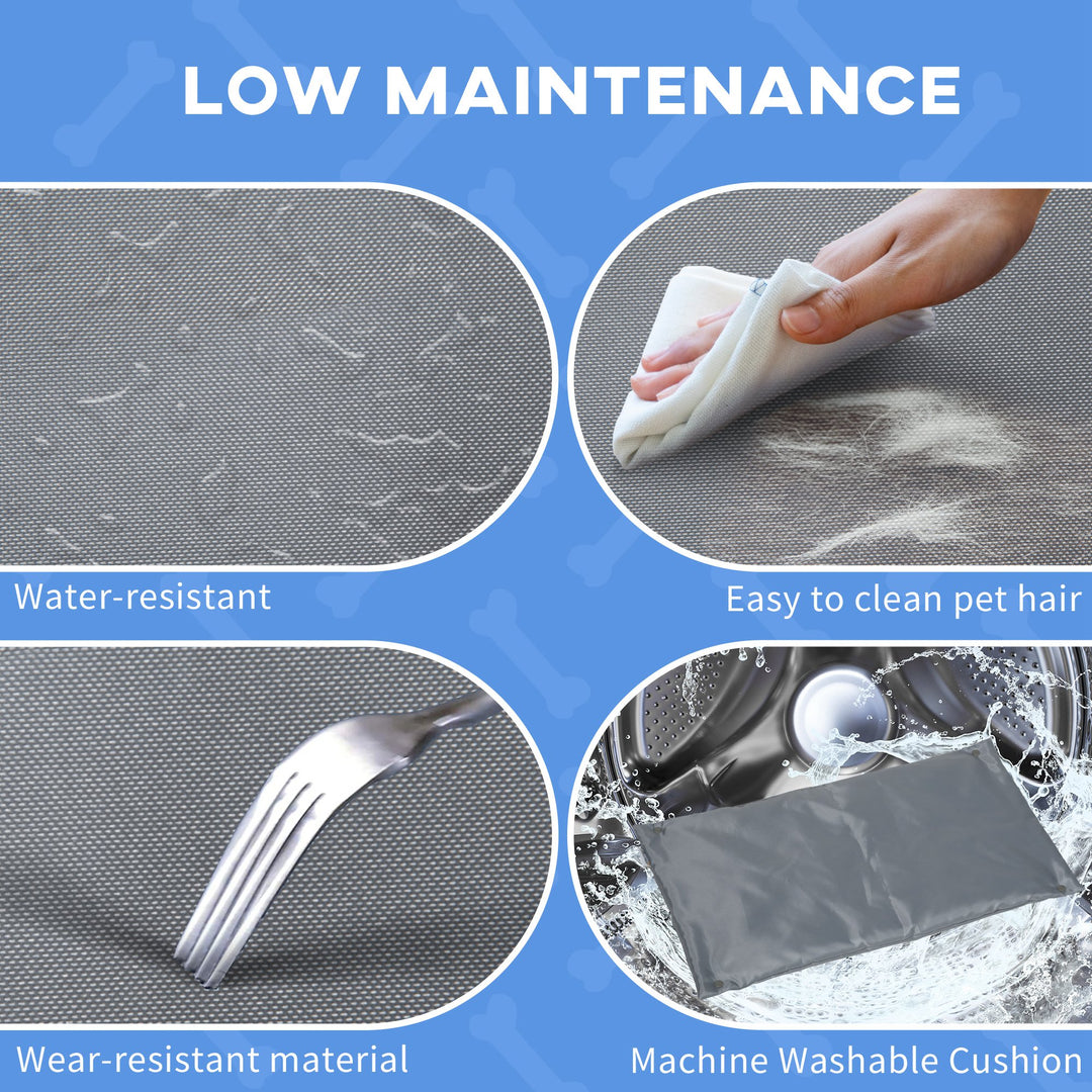 PawHut Raised Dog Bed with Washable Cushion, Elevated Pet Bed for Small & Medium Sized Dog Cat, Pine Wood Frame, 35.5" x 20" x 11"