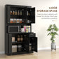 HOMCOM 71" Kitchen Pantry Cabinet, Storage Buffet with Hutch, Adjustable Shelves for Living Room, High Gloss White