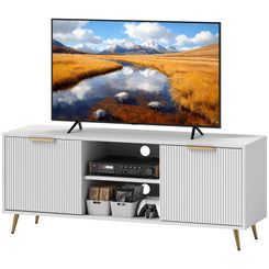 HOMCOM TV Stand with Storage for 55 Inch TV, Modern TV Cabinet with 2 Open Shelves and 2 Cabinets for Living Room, White