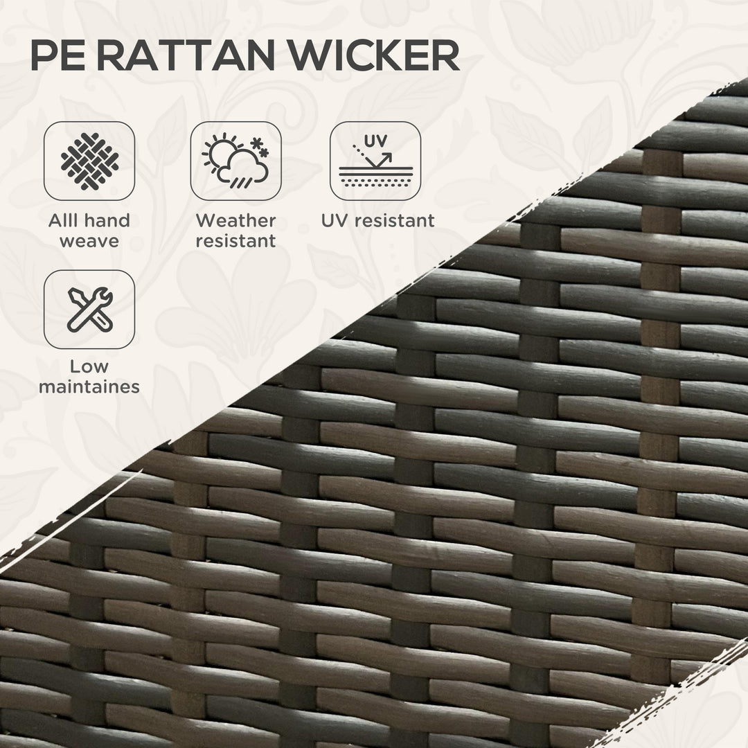 Outsunny 2-Tier PE Rattan Outdoor Bar Cart, Glass Top Outdoor Kitchen Island with Cabinet, Mixed Brown