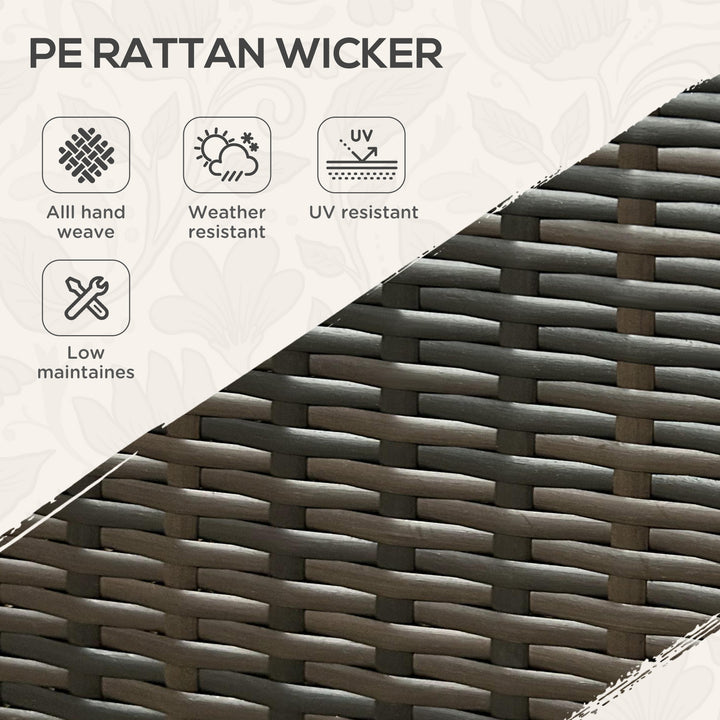 Outsunny 2-Tier PE Rattan Outdoor Bar Cart, Glass Top Outdoor Kitchen Island with Cabinet, Mixed Brown