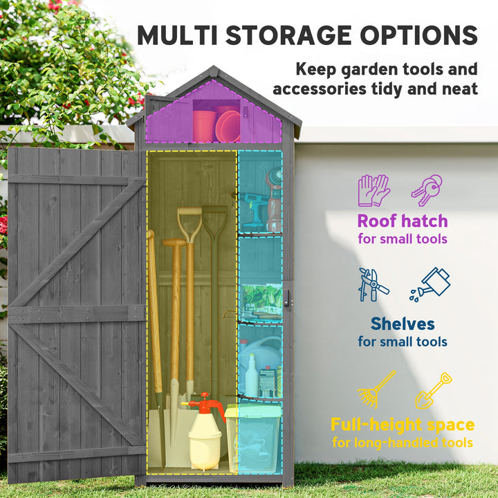Outsunny 30" x 21" x 71" Garden Storage Shed, Outdoor Tool Utility Storage House  with 3 Tier Shelves and Roof, Blue