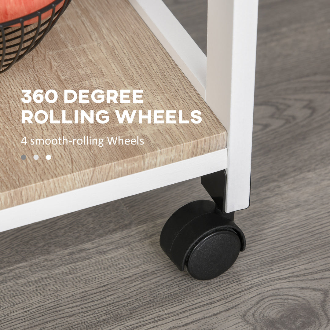 HOMCOM Rolling Kitchen Island Cart, Mobile Utility Storage Cart with Drawer, Wire Storage Basket, Removable Tray, Grey