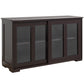 HOMCOM Kitchen Sideboard, Stackable Storage Cabinet, Sliding Glass Door Console, Serving Buffet for Kitchen & Dining Room