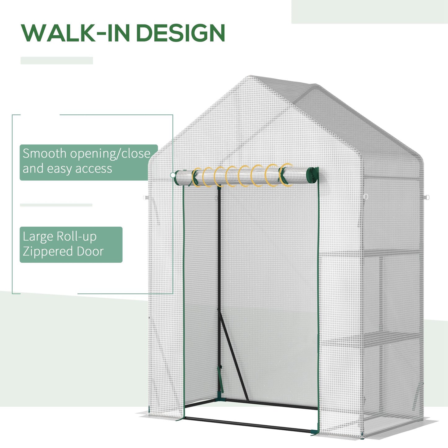 Outsunny 55" x 28" x 75" Walk-in Greenhouse Portable Garden Plant Flower Seed Warm House with 4 Shelves Outdoor Plant Growth Hot House PE Cover Green